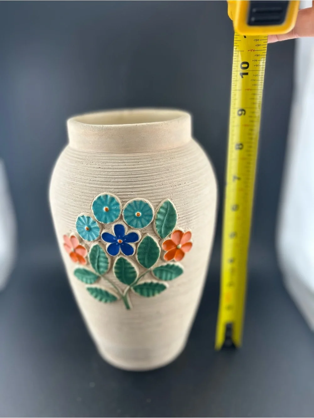 Vintage Mid Century Made in Finland Ceramic Relief Vase
